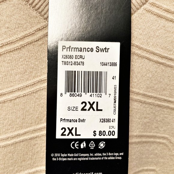 Adidas Golf NWT sweater Men 2XL X25350 Beige Tan Top Quality super soft Classy - Picture 5 of 5